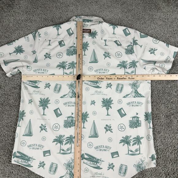 Siesta Key Rum Shirt Mens XL White Green Hawaiian Button Front Tropical Florida - Picture 6 of 9
